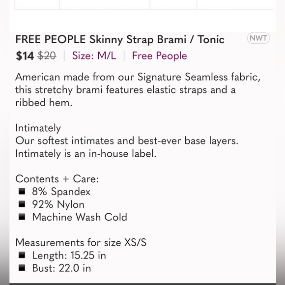 FREE PEOPLE Skinny Strap Brami in color Tonic - Picture 6 of 11